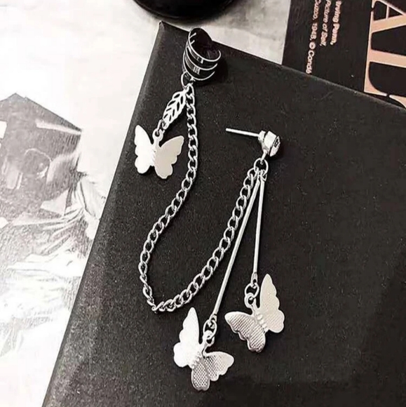 *Audrey* Butterfly Cuff and Chain Earrings - Picture 4 of 4